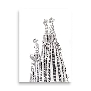 Cartel de la Sagrada Família - Illustration – Original Barcelona drawing poster – Antoni Gaudí Art Print