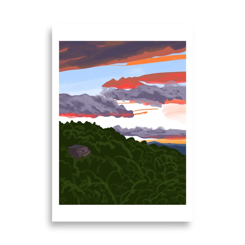 Colorido Art Print  Poster de una puesta de sol Sunset over image 1