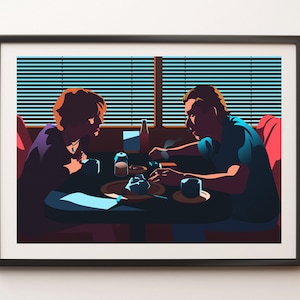 Pulp fiction scene movie poster print illustration