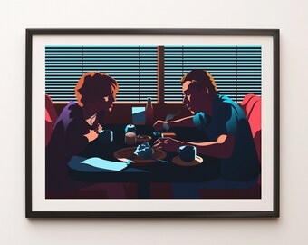 Pulp fiction scene movie poster print illustration