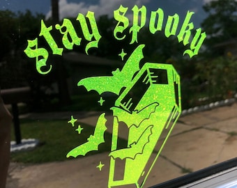 Stay Spooky Decal | Goth Car Decal | Goth Car Accessories | Goth Car | Creep It Real | Spooky Car Decal | Coffin Decal | Bat Decal
