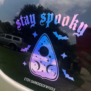 Stay Spooky Decal, Goth Car Decal, Goth Car Accessories, Goth Car, Creep It Real, Spooky Season, Car Window Decal, Bat Decal