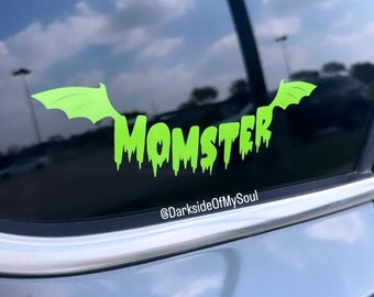 Momster, Momster Decal, Spooky mom, goth mom, spooky mama decal, spooky mama, goth decals, goth ca r decor, car decals, decals for mom,
