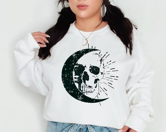 Skull sweatshirt, Goth Sweaters, Skellies Sweater, Spooky sweatshirt, Dead Inside, Moon Sweater, Spooky Season sweater, Goth Apparel