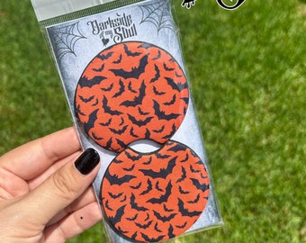 Car Coasters, Bat Car Coaster, Halloween Car Coasters, Spooky Car Coasters, Witchy Car Coasters, Goth Car Decor, Spooky Car Decor, Goth