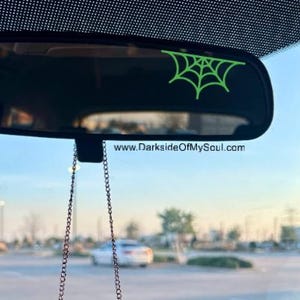 Spider Web Decal, Rear View Mirror Decal, Rear Mirror Decal, Car Decal, Goth Decal, Goth Car Decor, Goth Car Accessories, Spooky Car Decal
