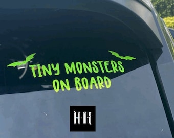 Tiny Monster On Board, Baby Bat On Board, Baby On Board, Goth Mom Decal, Mom Decal, Spooky Mom Decal, Goth Mom Decal, Bat Decal, Goth