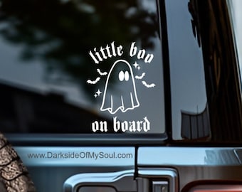 Little boo on board, baby bats on board, tiny ghouls on board, baby on board decal, goth baby on board, goth baby decal, ghost decal,