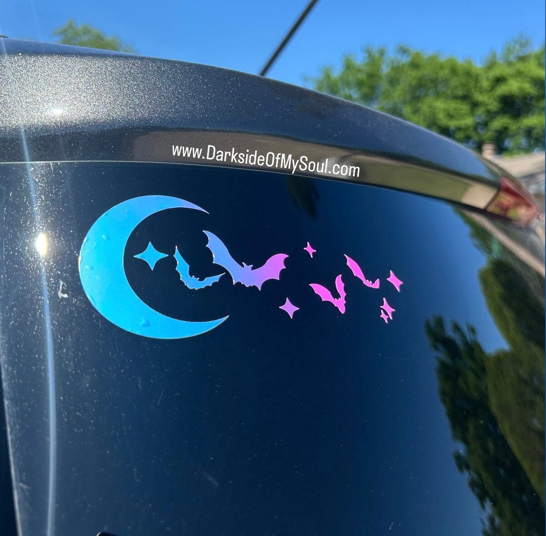 Spooky Moon and Bats Decal, Bat Decal, Bat Decals, Car Decals, Kawaii ...