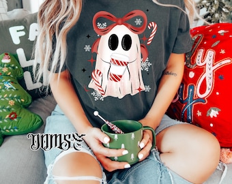 Peppermint Ghost Christmas Shirt, Spooky Xmas Sweatshirt