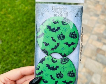 Spooky car coasters, bat car coasters, goth car coasters, spooky car coasters, goth car decor, Halloween car decor, spooky car decor