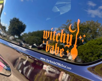 Witchy babe, witchy, car decal, bruja, bruja decal, witchy car decal, stay witchy, decals, spooky decals, spooky car decals, goth