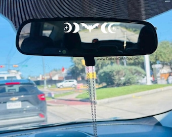 Car Rear View Mirror Decals, Rear View Mirror Decal, Moon Phase Decal, Bat Decal, Bat Moon Phase Decal, Goth Decals, Witchy Decals