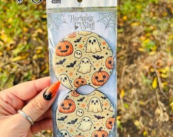 Halloween Ghost Car Coasters, Spooky Car Coasters, Witchy Car Coasters, Spooky Car Decor, Spooky Car Accessories, Halloween Car Decor