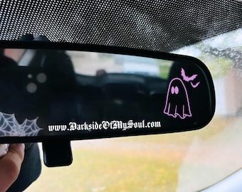 Cute Ghost rear view mirror decal, Small ghost rear view mirror decal, car rear view mirror decal, goth decal, cute ghost decal, bat decal