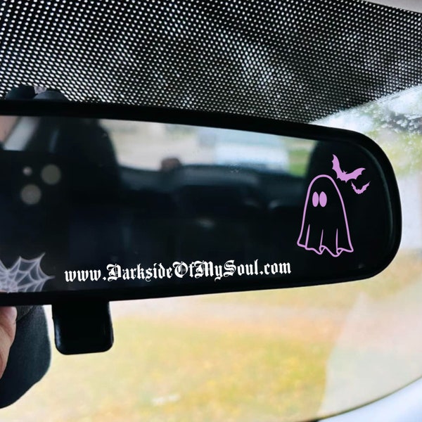 Cute Ghost rear view mirror decal, Small ghost rear view mirror decal, car rear view mirror decal, goth decal, cute ghost decal, bat decal