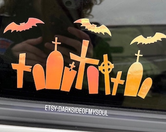 Goth Car Decal | Goth Car Decor | Goth Car Accessories | Spooky Season | Graveyard Decal | Spooky Bitch | Spooky Season | I love Halloween