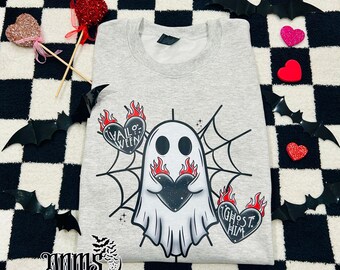 Valloween, Saint-Valentin fantasmagorique, Saint-Valentin fantôme, Saint-Valentin fantasmagorique, Ghost Him, Chemise Saint-Valentin, Pull Saint-Valentin, Saint-Valentin gothique