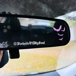 Bats Rear View Mirror Decal, Small Bats Rear View Mirror Decal, Car Rear View Mirror Decal, Goth Decal, Tiny Bats Rear View Mirror Decal