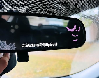 Bats Rear View Mirror Decal, Small Bats Rear View Mirror Decal, Car Rear View Mirror Decal, Goth Decal, Tiny Bats Rear View Mirror Decal
