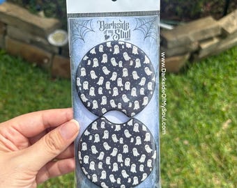 Car Coasters, Ghost Car Coasters, Spooky Cute Car Coasters, Goth Kawaii Car Coasters, Neoprene Car Coasters, Goth Car Gift