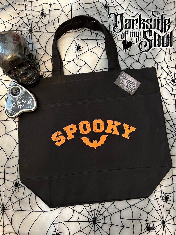 Spooky Tote Bag, Spooky Bag, Halloween Tote, Bat Tote Bag, Spooky Halloween Bag, Goth Tote, Goth Bag, Spooky Season Tote Bag