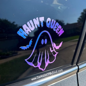 Haunt Queen, Spooky Queen, Ghost Decal, Car Decals, Spooky Car Decals, Goth Car Decals, Bat Decal, Goth Car Decor