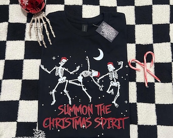 Summon The Christmas Spirit, Holiday Sweater, Christmas Goth Sweater, Goth Christmas Sweater, Spooky Christmas Sweater, Merry Creepmas