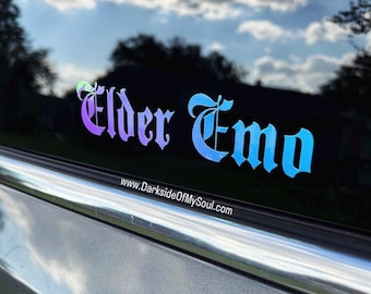 Elder Emo, Emo, Emo Decal, Emo Is Not Dead, Car Decals, Goth, Goth Grunge Decal, Elder Emo Decal, Bumper Decal, Emo