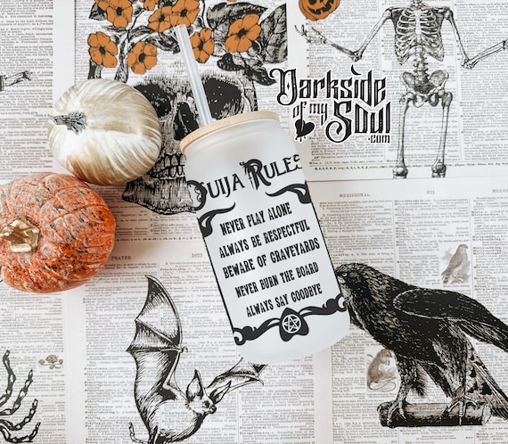 Frosted Glass Cup, Spooky Coffee Cup, Spooky Frosted Glass Cup, Spooky Boars Cup, Halloween Coffee Cup, Goth Glass Cup, Witchy Coffee Cup