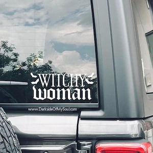 Mujer bruja, calcomanía de mujer bruja, calcomanías para autos, decoración de autos espeluznante, Bruja, calcomanía de bruja, calcomanía de bruja, calcomanía de murciélago, decoración de autos de bruja, auto de bruja