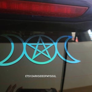 Triple Moon Goddess Decal | Triple Moon Decal | Goth Car Decor | Goth Car Accessories | Witchy Decals | Halloween Stickers | Pentacle Decal