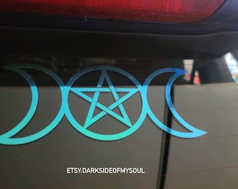 Triple Moon Goddess Decal | Triple Moon Decal | Goth Car Decor | Goth Car Accessories | Witchy Decals | Halloween Stickers | Pentacle Decal
