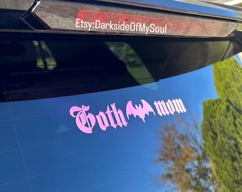 Goth mom, goth mama, car decals, goth decals, bat decal, spooky mom, spooky mama, mama decal, alt goth mom