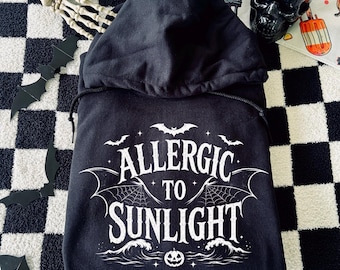 Allergic to sunlight, Summerween, Summerween shirt, goth summer, summer goth apparel, vamp, goth summer shirt, spooky summer apparel