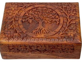 gift jewelry presentation box Carved Wood Box - Beautiful Wooden Box for Herbs/Tea - 5x7 inches Vintage Wood Boxes - Gift Ideas