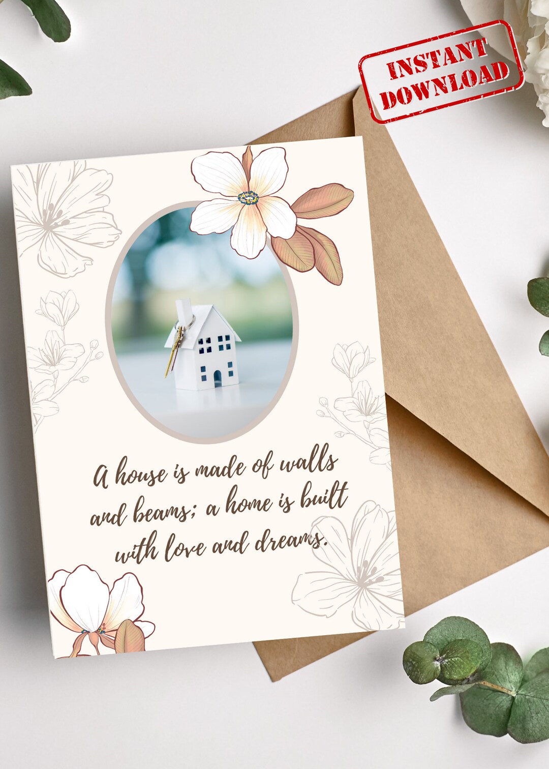 Printable New Home Card New Home Card Printable Digital New Home Cards ...