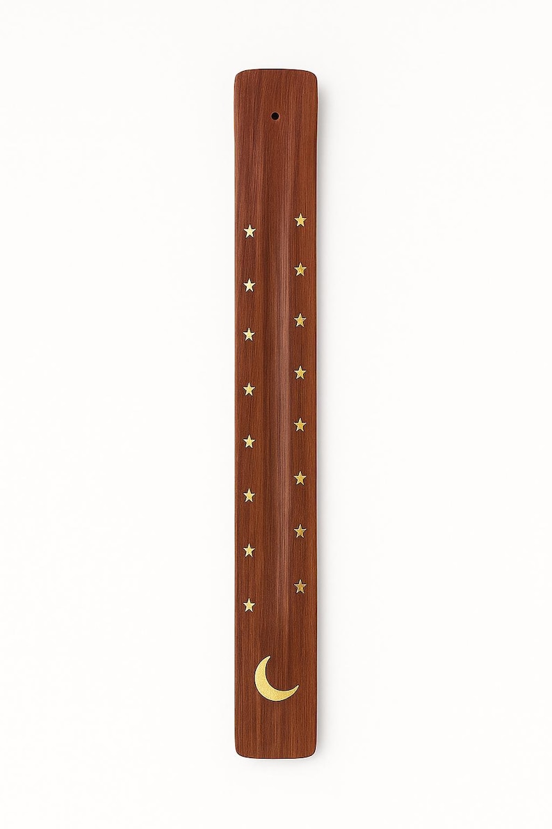 Wierookhouder 19 inch, plat GOLD MOON & STARS