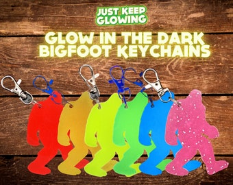 Glow in the Dark Bigfoot Keychain, Bigfoot Gifts, Sasquatch, Keychain for Boyfriend, Hunting Gift for Dad, Keychain for Backpack, Go Bag