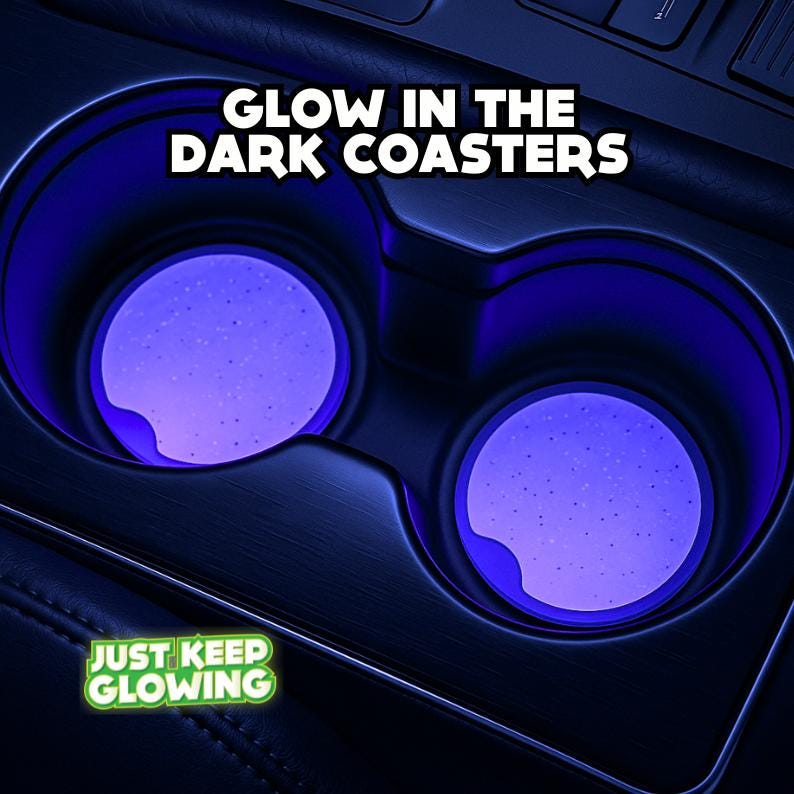 Luxury glow in the dark car cupholder coasters – stylish car accessory gift for women.