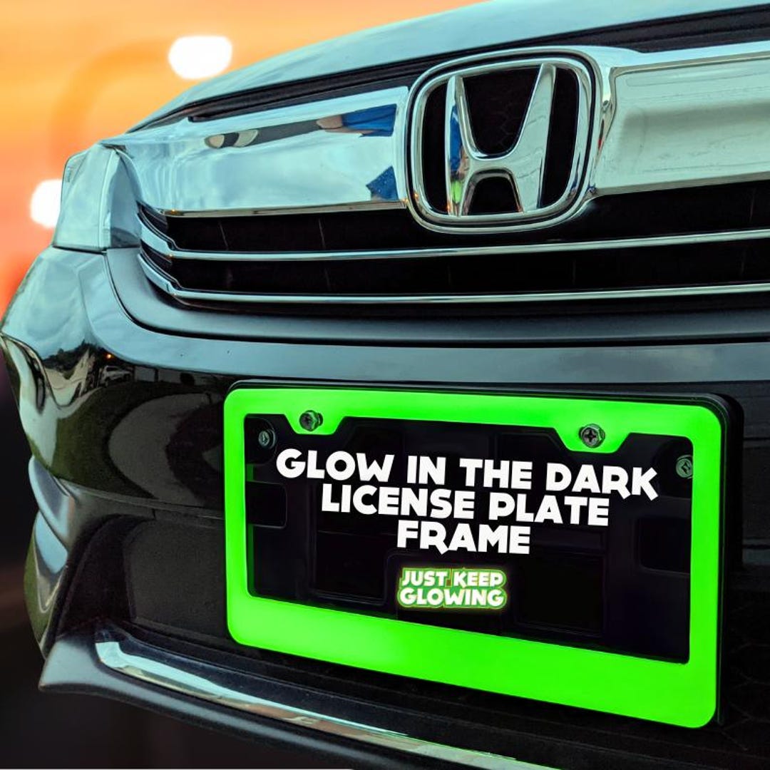 Glow in the Dark License Plate Frame, Neon Glow Car Accessory