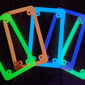 Motorcycle License Plate Frame, Glow in the Dark, Bikers, Chrome, Motorcycle Bike Exterior Accessory, bumper frame, Vehicle Accessory, gift