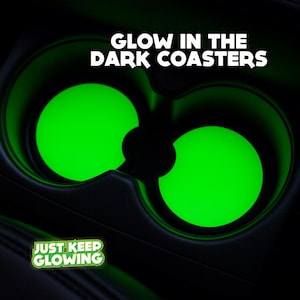 Glow in the Dark Car Cup Holder Coasters | Handmade Resin Set
