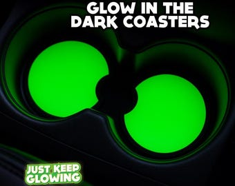 Glow in the Dark Car Cup Holder Coasters | Handmade Resin Set