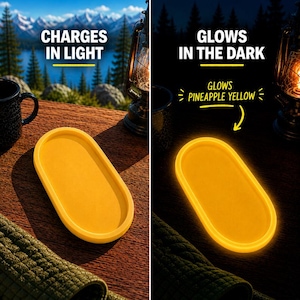 Pineapple Yellow glow tray that glows pineapple yellow in the dark