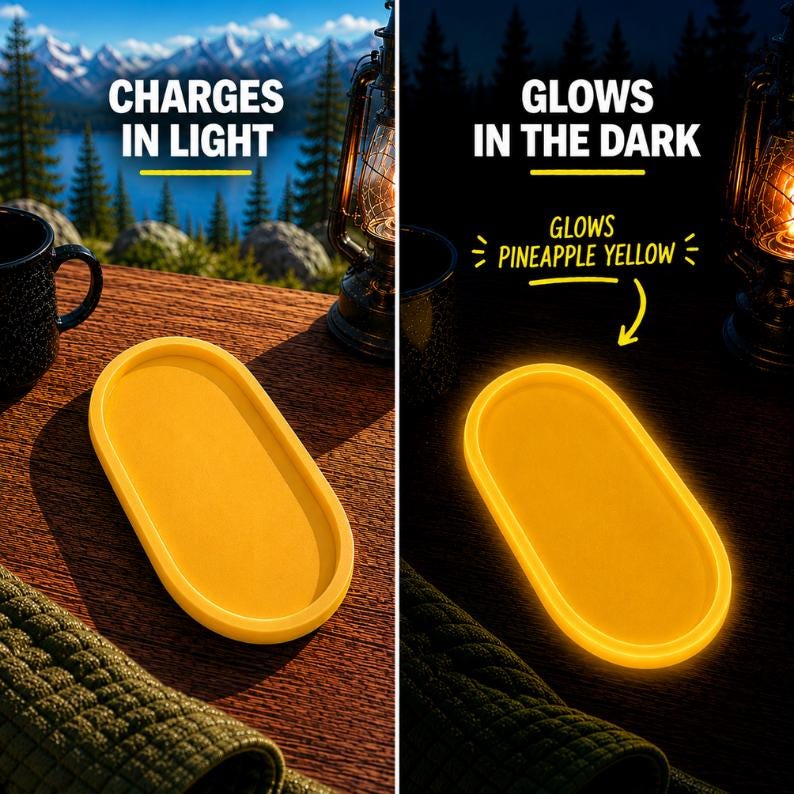 Pineapple Yellow glow tray that glows pineapple yellow in the dark