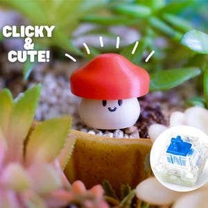 Adorable Mushroom Fidget Friend - NEW Kawaii Faces - Tactile Clicky Switch | Stress, ADHD, Anxiety Relief | Sensory ASMR Toy - 3D Printed