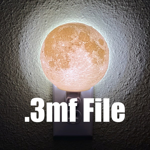 Moon Nightlight Lithophane .3mf File & DIY Instructions