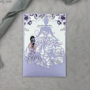 Violet Jurk Lasergesneden Uitnodigingen Kaarten Uitnodiging Quinceanera-uitnodiging Sweet Sixteen-uitnodiging Babyshower