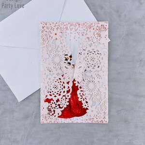 Kit de invitación de la boda del corte del laser del blush, suite de la invitación del corte del laser de la boda de la primavera - diseño infinito libre antes de pagar
